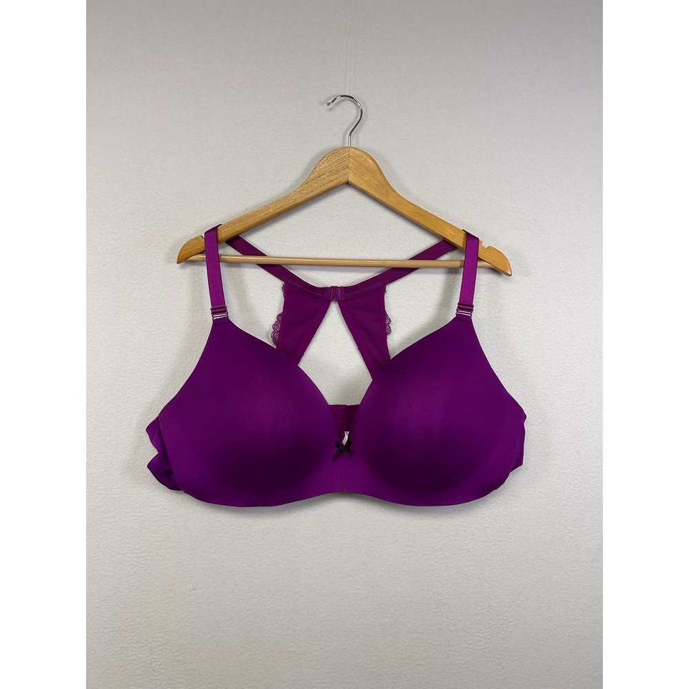 Racerback Lace Cacique Women 48C Purple Padded Underwire T-Shirt Bra